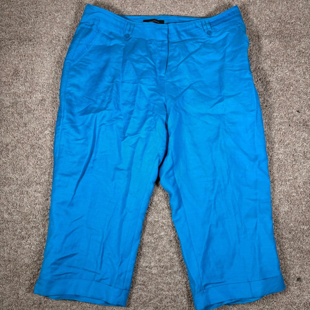 Ashley Stewart Capri Pants Linen Blend Cropped Blue Size 20W